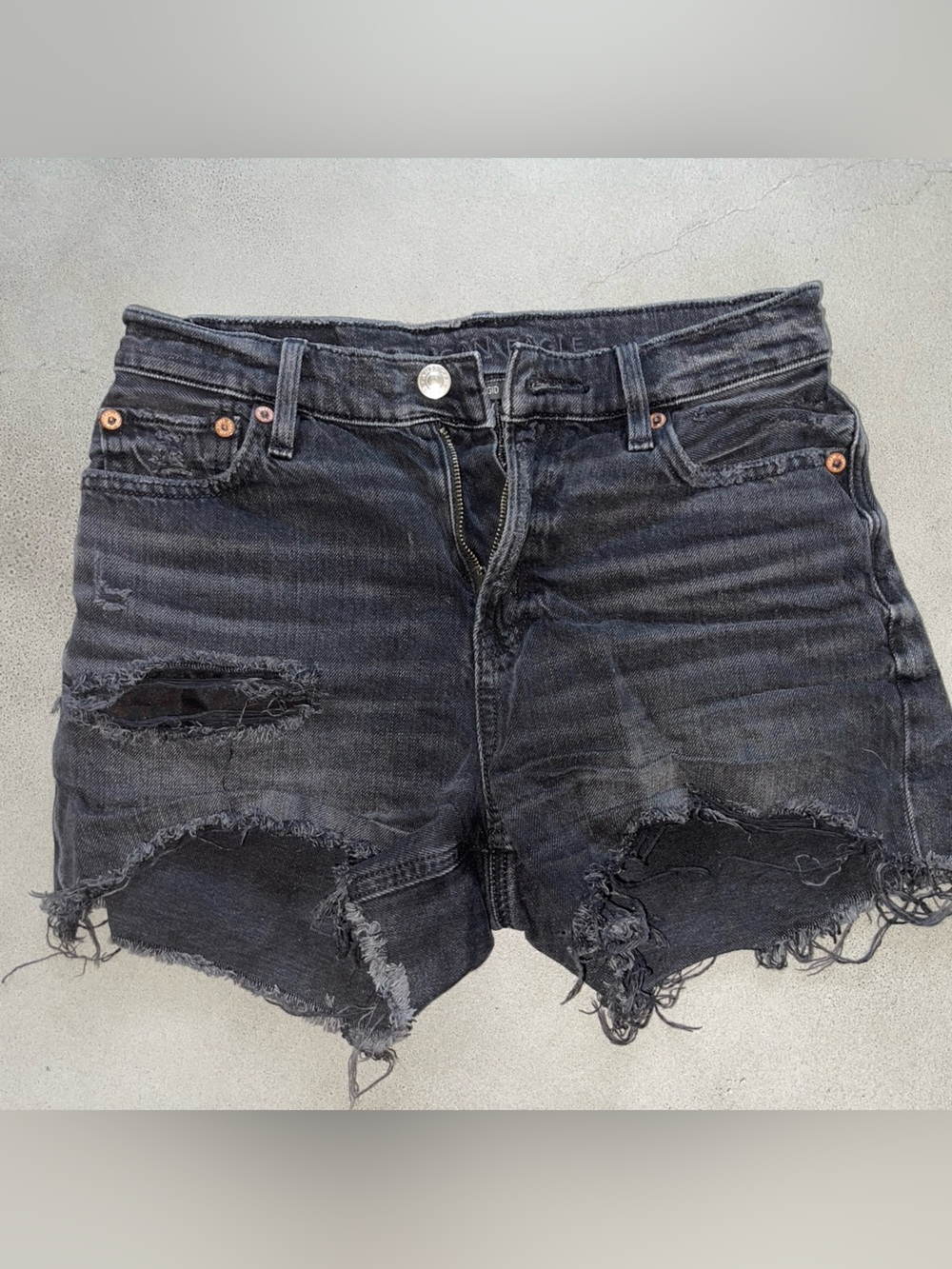 American Eagle Outfitters Black Ripped Frayed Denim Shorts